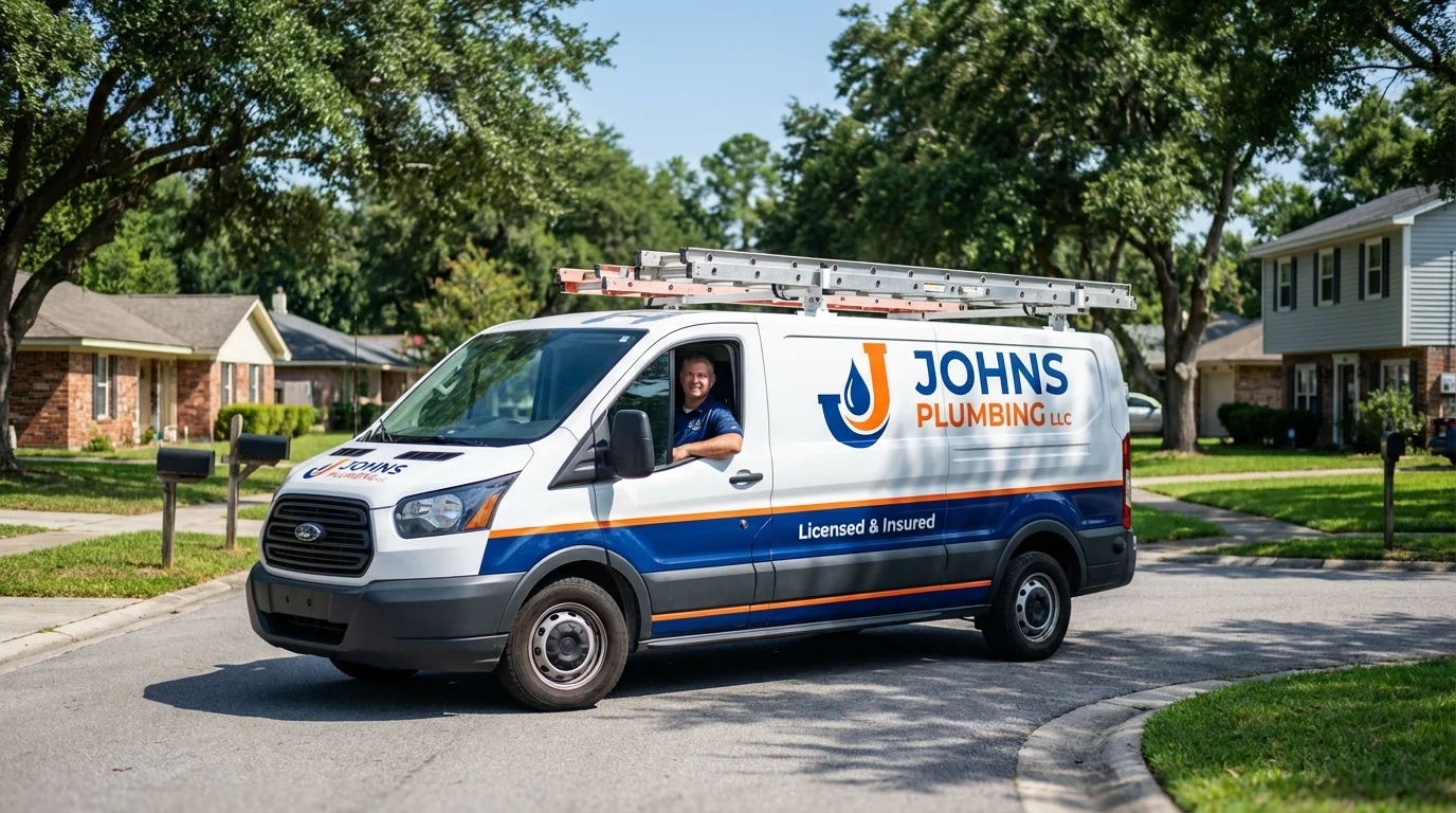 Johns Plumbing LLC service van in Mineral Springs, NC