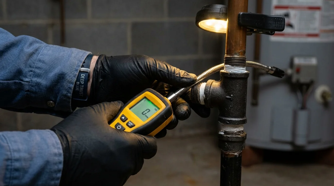 Gas leak detection with electronic sniffer by Johns Plumbing LLC in Mineral Springs