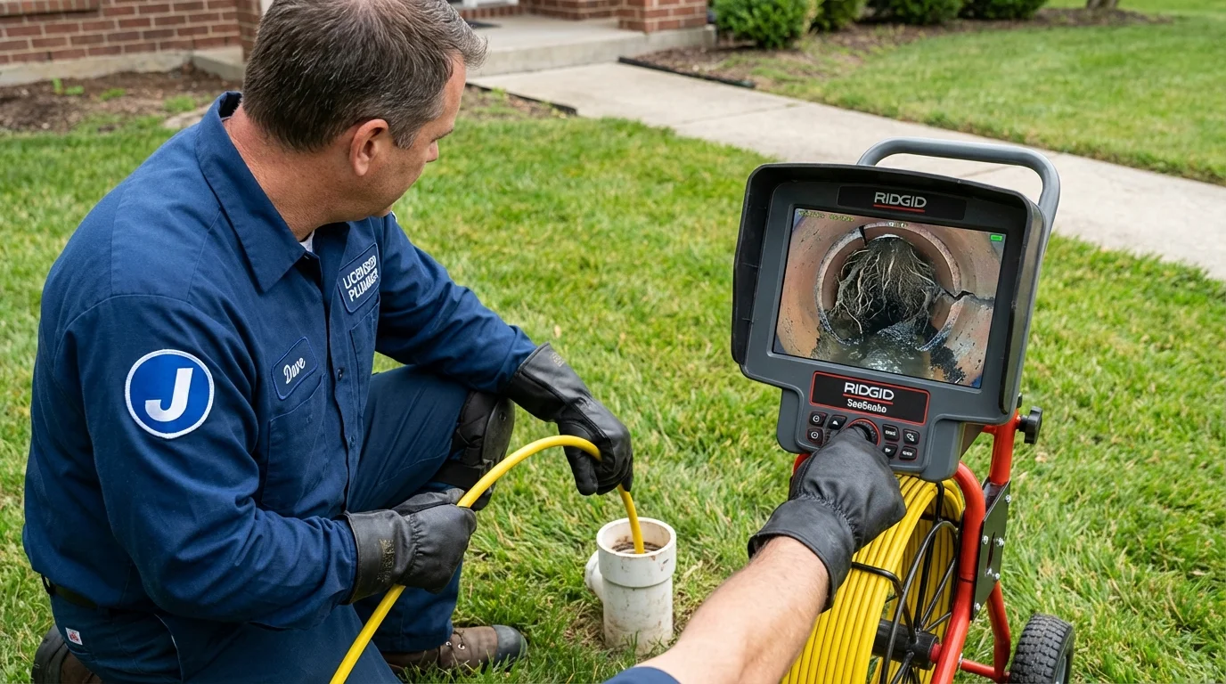 Sewer camera inspection being performed by Johns Plumbing LLC in Mineral Springs